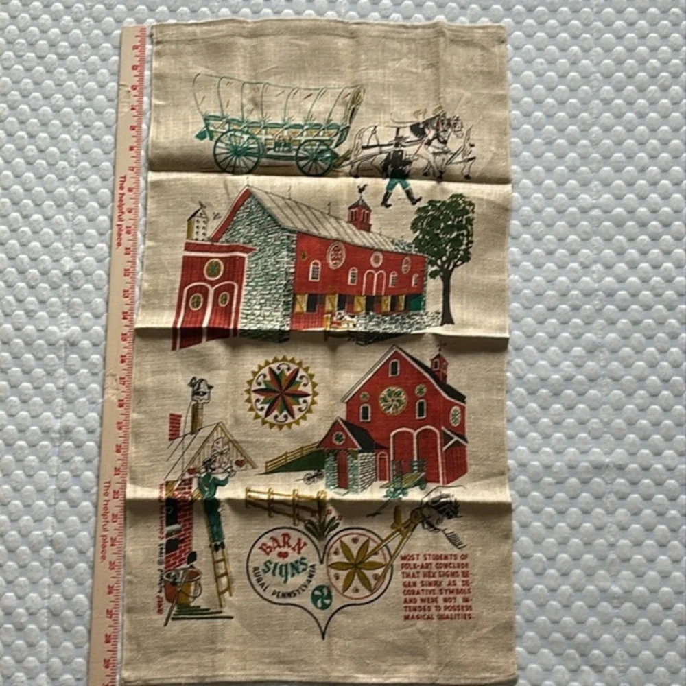 Vintage Barn Signs of Rural Pennsylvania Linen Tea Towel/Wall Hanging